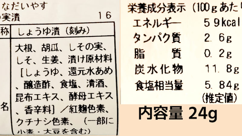 京つけもの 大安 しその実漬 成分 材料